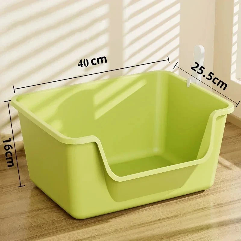 Large Capacity Cat Litter Box Semi-Closed Anti-Splash Design with Sand Leakage Board Easy Clean Pet Toilet for Multi-Cat Homes
