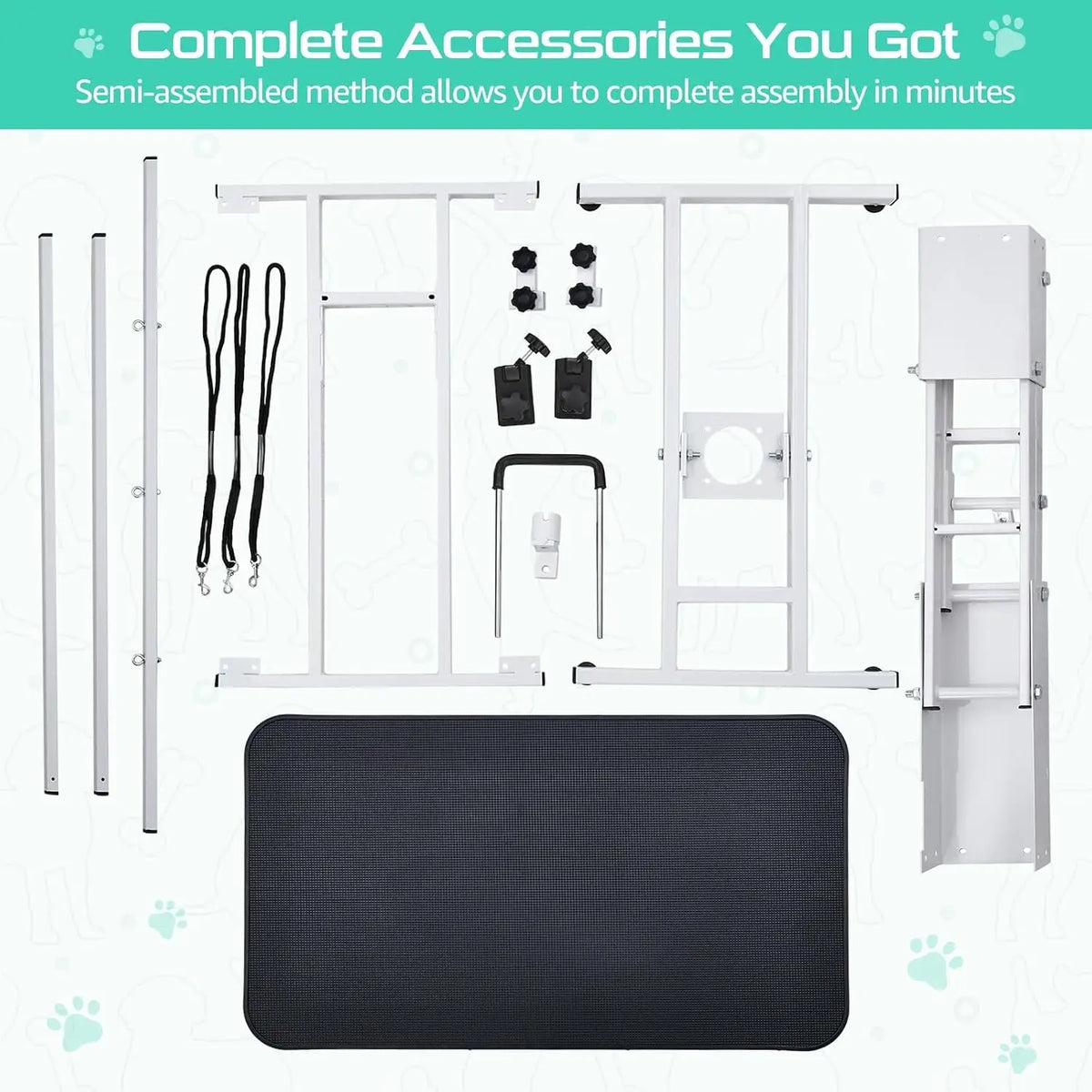 43.3" Electric Pet Grooming Table 350 LBS Heavy Duty Dog Grooming Arm for Large Dog Salon-Grade Pet Height Adjustable Grooming Station Slip Tabletop
