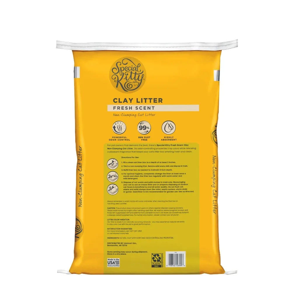 Non-Clumping Clay Cat Litter, Fresh Scent, 25 lb Bag, 1 Count