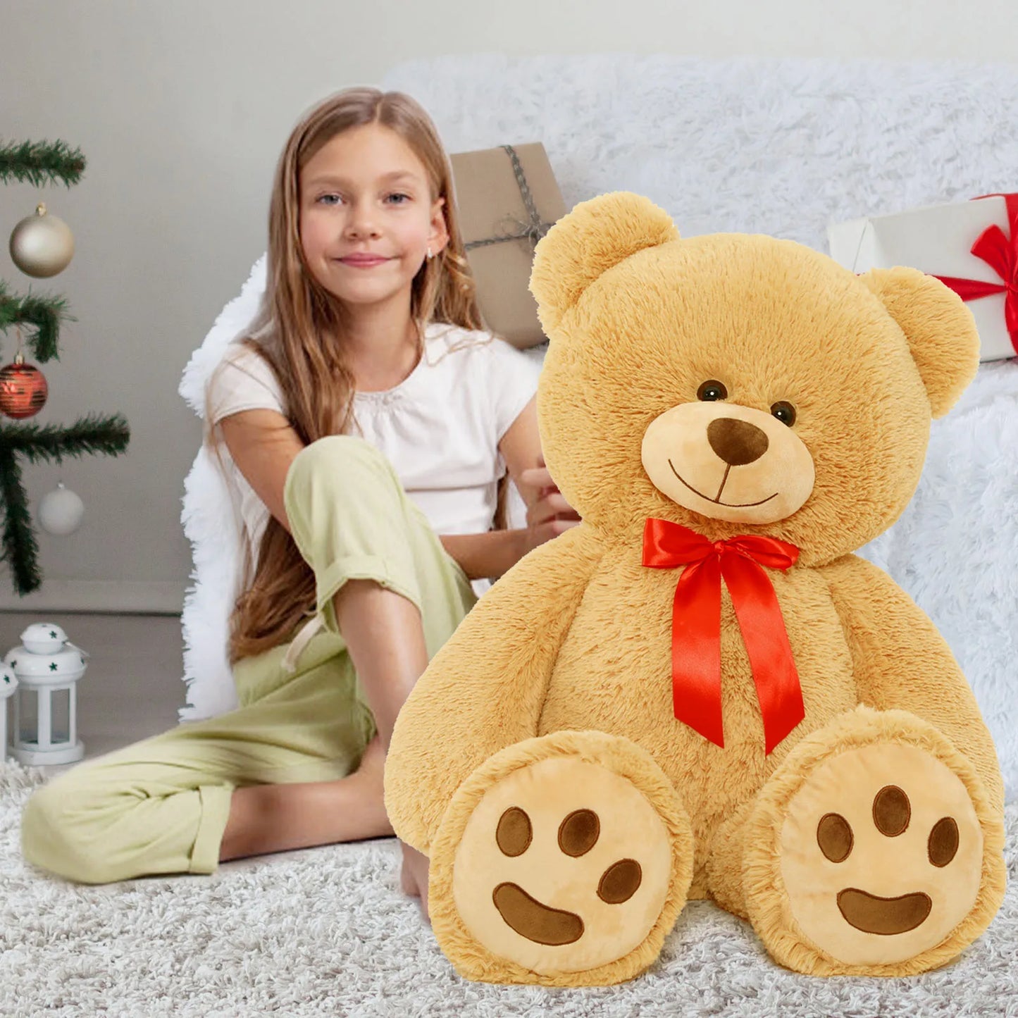 Giant Teddy Bear Stuffed Animal Plush Toy, Big Brown Teddy Bear Gift for Kids, Girlfriend, Boyfriend on Christmas, Birthd