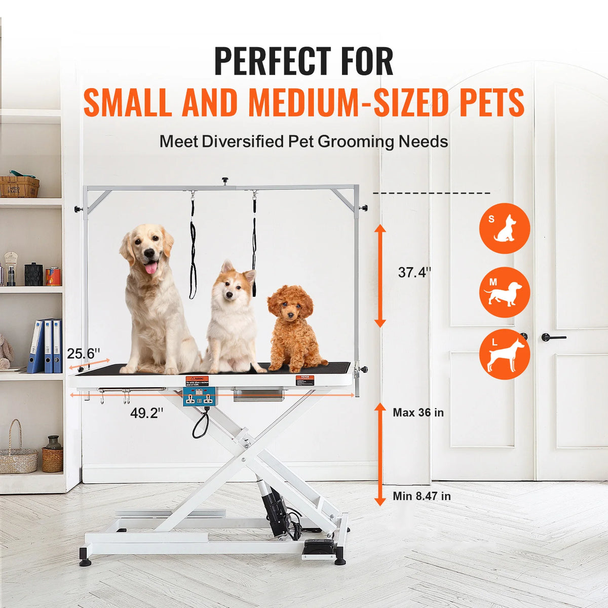 SucceBuy Electric Pet Grooming Table Heavy Duty Dog Grooming Arm for Large Dog Height Adjustable Grooming Station Slip Tabletop