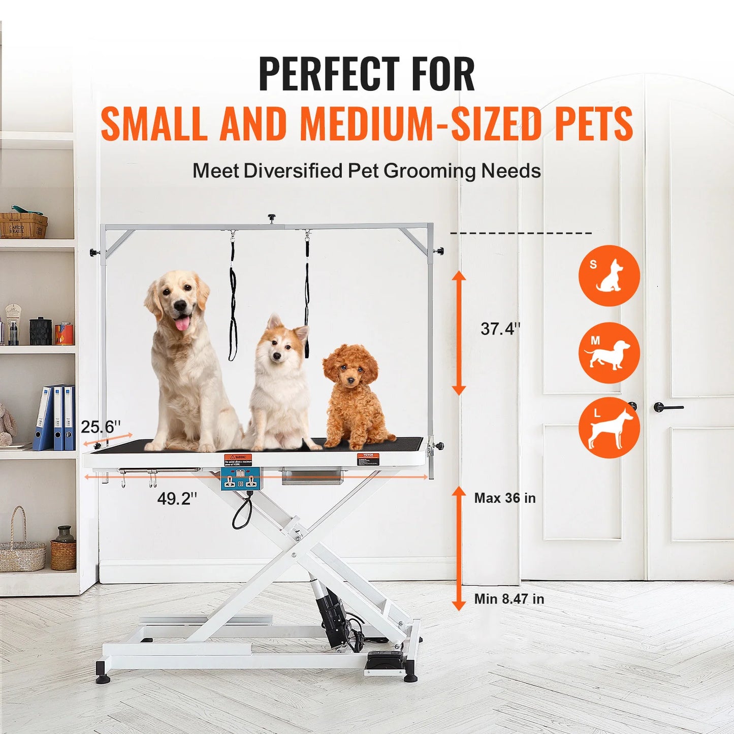 SucceBuy Electric Pet Grooming Table Heavy Duty Dog Grooming Arm for Large Dog Height Adjustable Grooming Station Slip Tabletop