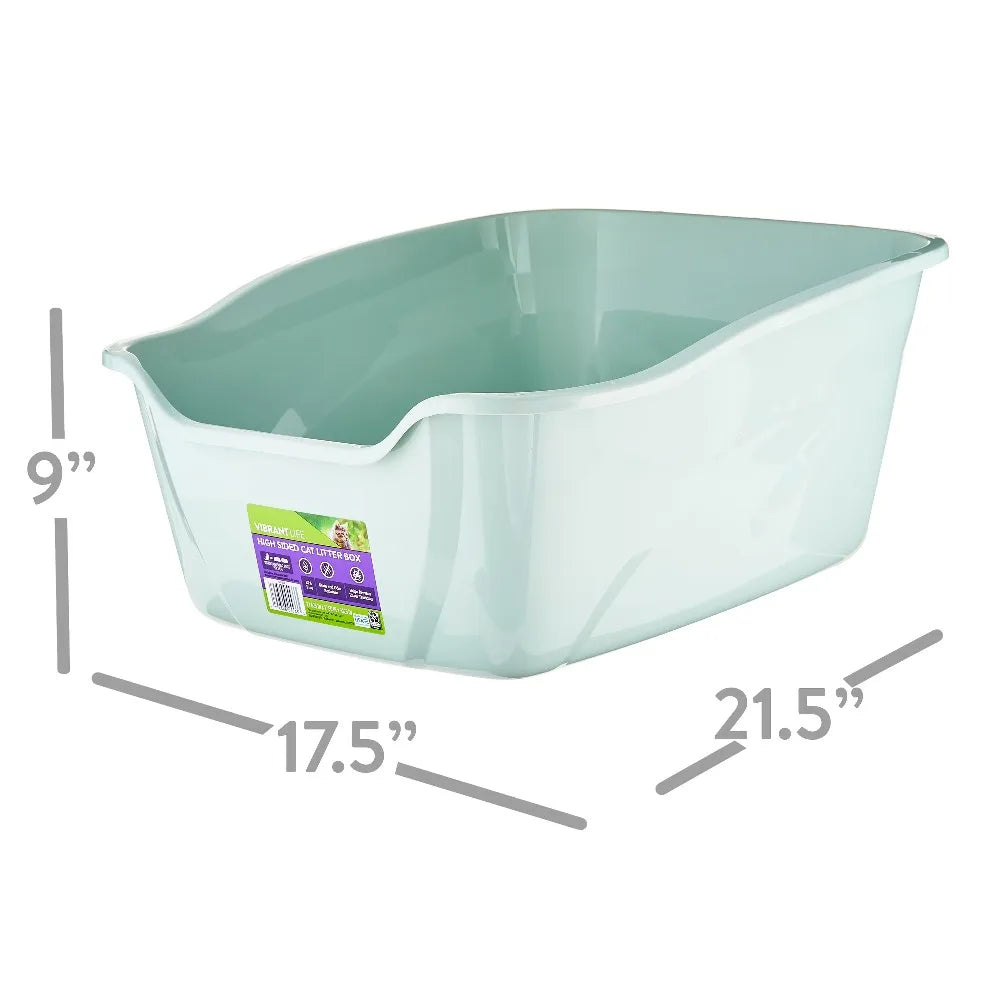 Open Top High Sided Cat Litter Box for Large Cats Extra Large Enclosed Litter Pan with Rim Odor Control Non-Stick Surface Easy to Scoop Cleaning for Multiple Cats Kitty Litter Tray with High Walls Privacy