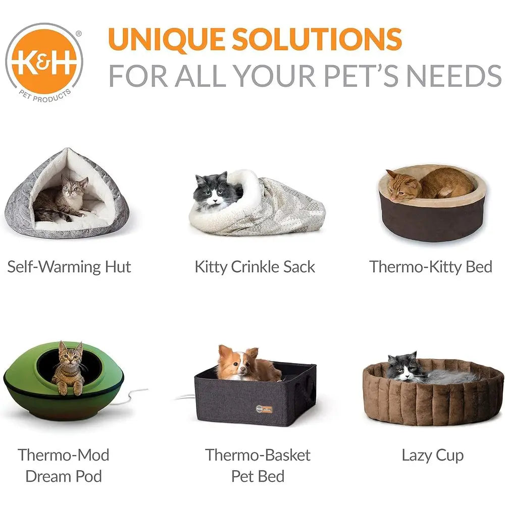 Knitted Cat Bed, Round lexible Pet Bed Gray 17 X 4 Inches