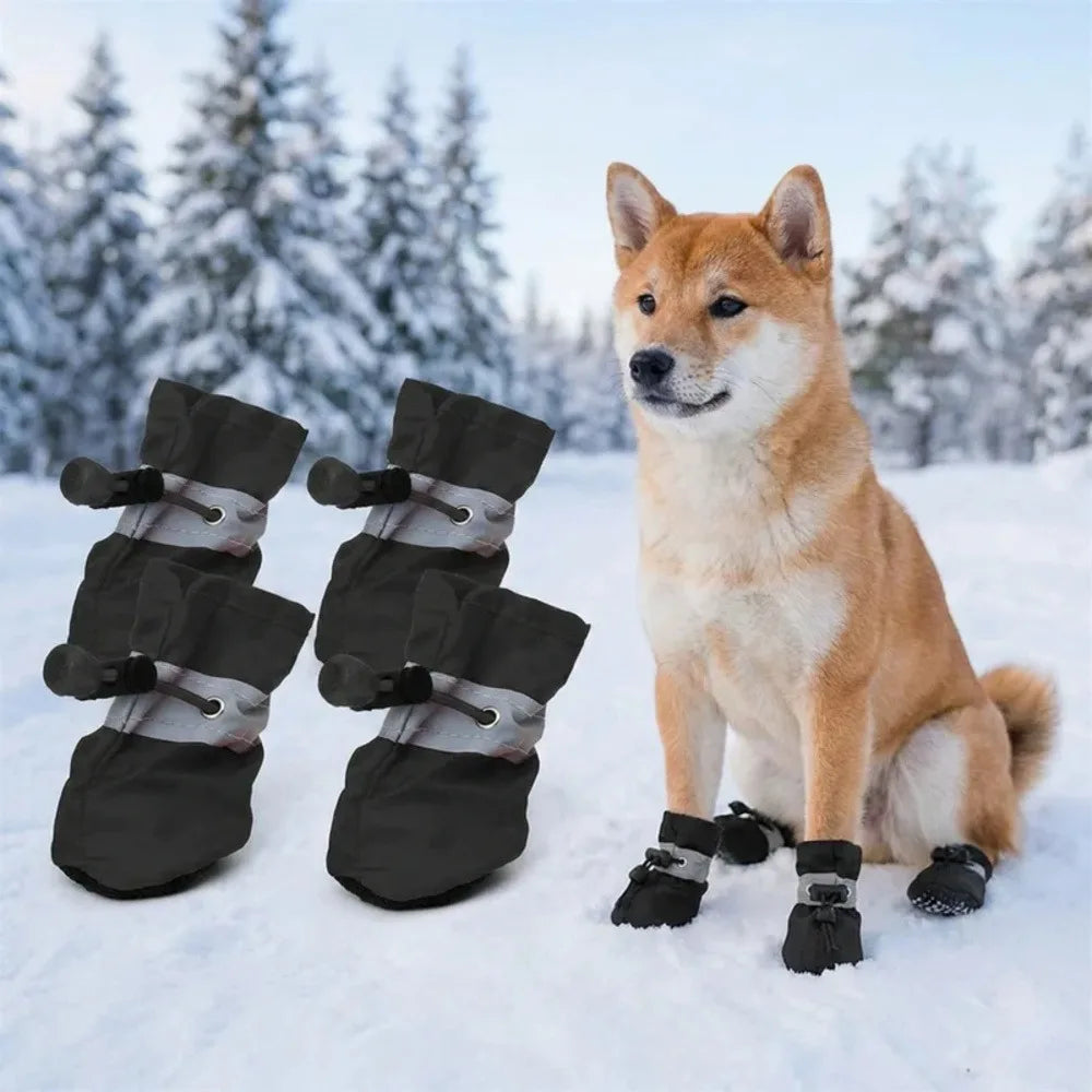 4 Pcs Dog Boots, Waterproof & Warm. Paw Protectors for Small/Medium Dogs, Easy to Put On