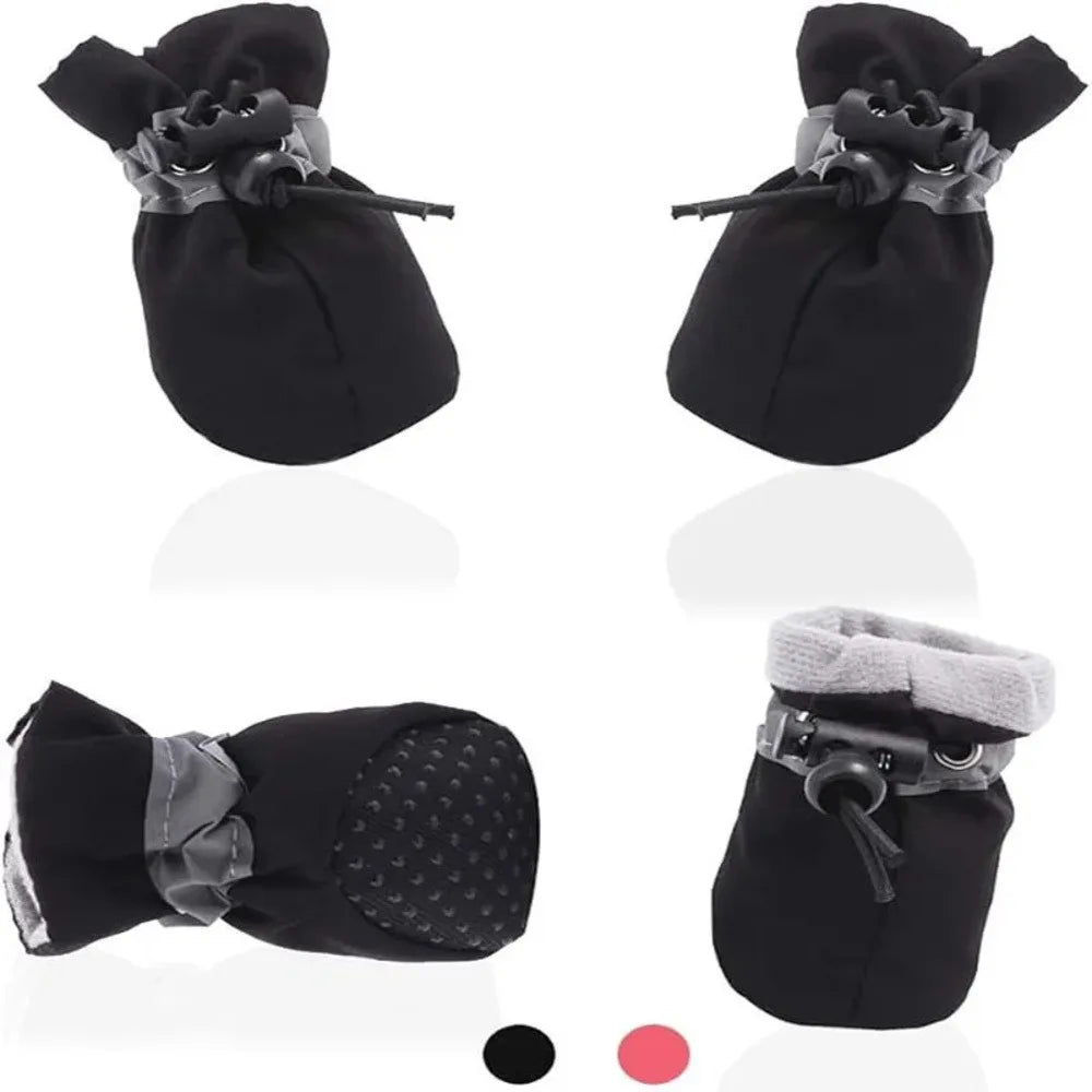 4 Pcs Dog Boots, Waterproof & Warm. Paw Protectors for Small/Medium Dogs, Easy to Put On