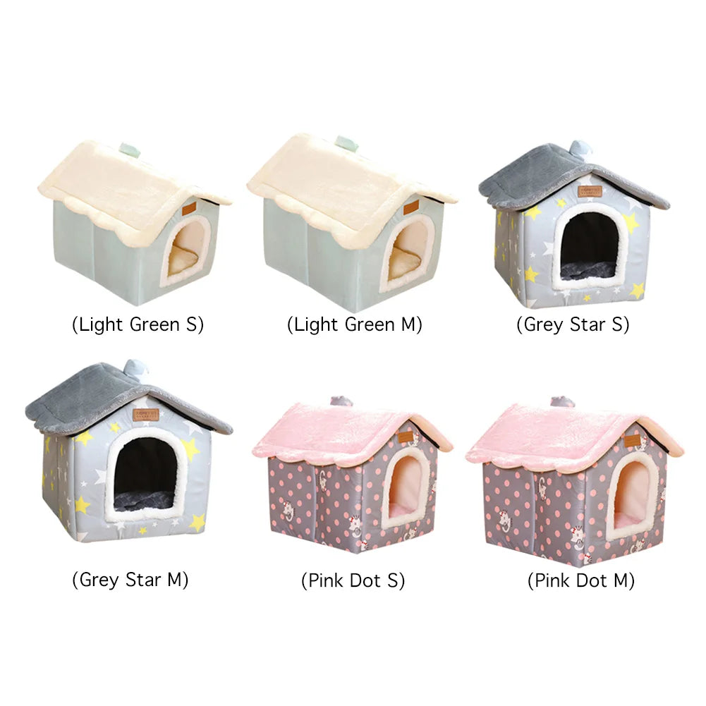 Foldable Dog House Pet Cat Bed Winter Dog Villa Sleep Kennel Removable Nest Warm Enclosed Cave Sofa Pet Supply