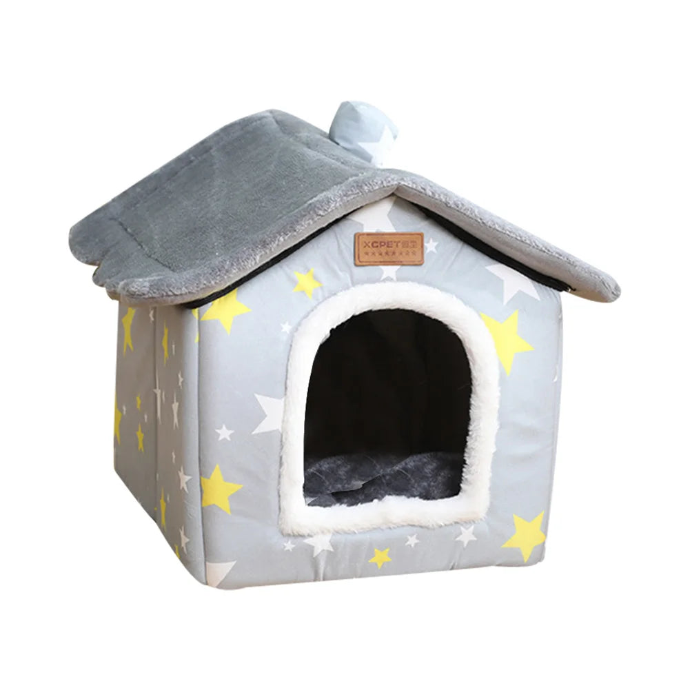 Foldable Dog House Pet Cat Bed Winter Dog Villa Sleep Kennel Removable Nest Warm Enclosed Cave Sofa Pet Supply