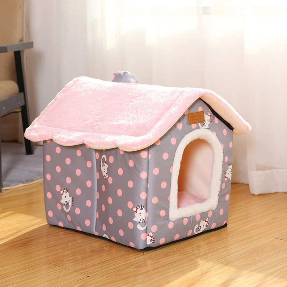 Foldable Dog House Pet Cat Bed Winter Dog Villa Sleep Kennel Removable Nest Warm Enclosed Cave Sofa Pet Supply