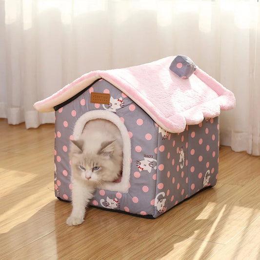 Foldable Dog House Pet Cat Bed Winter Dog Villa Sleep Kennel Removable Nest Warm Enclosed Cave Sofa Pet Supply