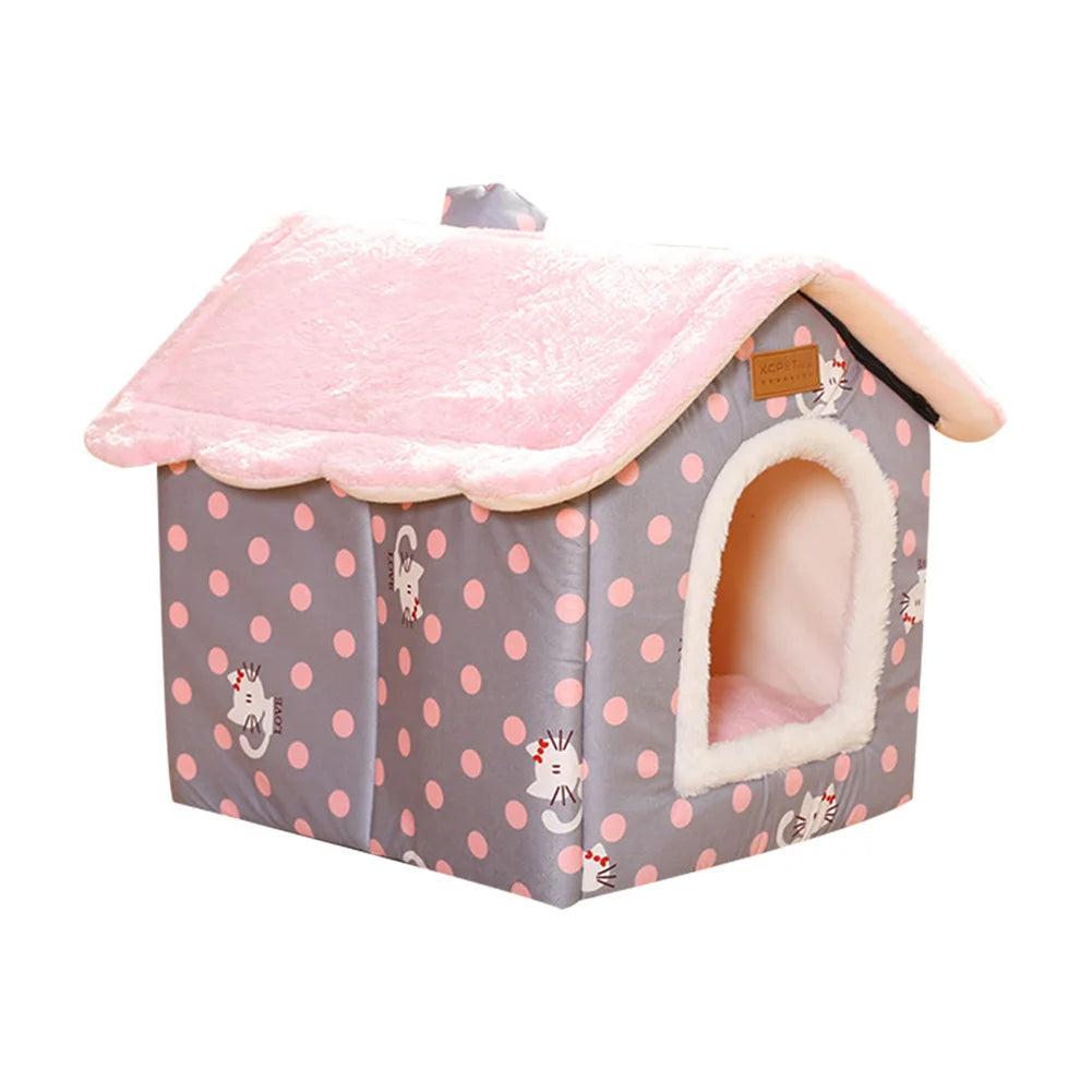 Foldable Dog House Pet Cat Bed Winter Dog Villa Sleep Kennel Removable Nest Warm Enclosed Cave Sofa Pet Supply
