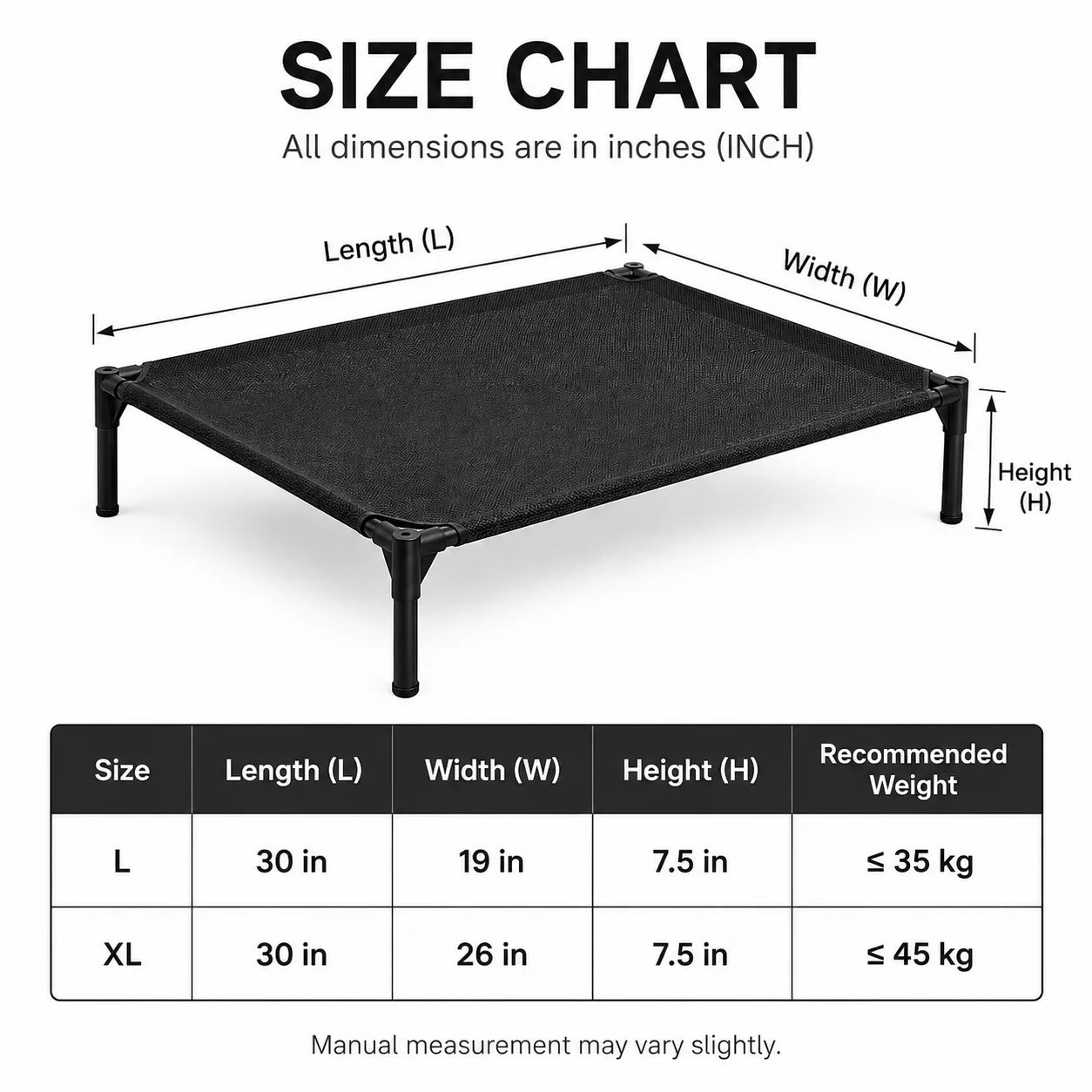 Elevated Pet Bed Raised Dog Cot Breathable Mesh Oxford Fabric Easy Clean Stable Frame Indoor Use for Large Medium Small Dogs