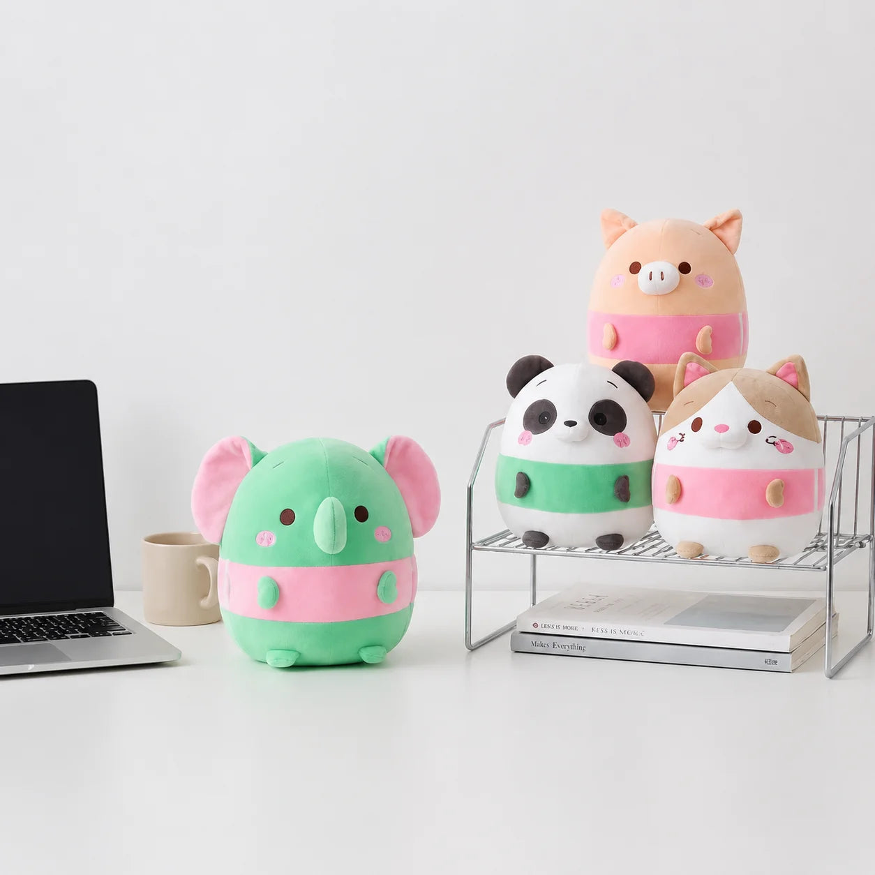 5 Pack 13.8 Inch Cute Animal Stuffed Animals US Stock Fast Shipping Soft Plush Toy Set Rabbit Panda Pig Cat Elephant Plushies for Kids Gift Room Decor