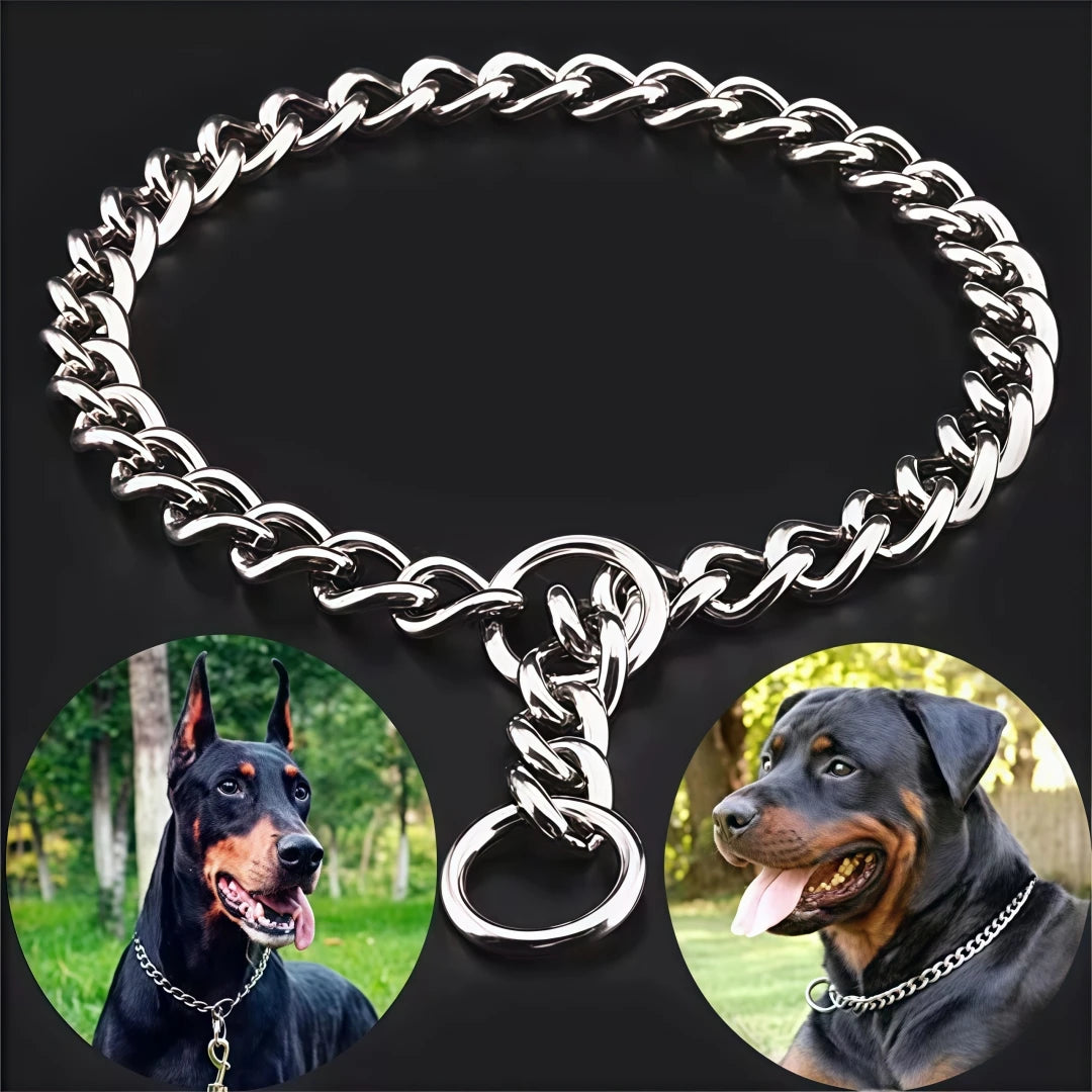 Stainless Steel Dog Choke Collar Snake Chain Anti Bite Anti Rust Training Walking Collar For Medium Large Bulldog Rottweiler Dog