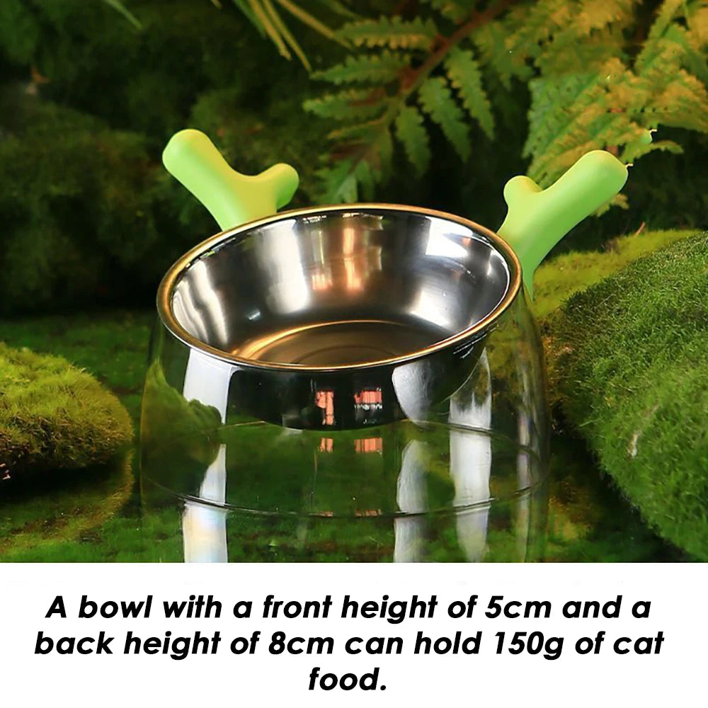Cat Bowl Stainless Steel Inner Double Bowl Automatic Drinking Water Basin Pet Drinking Water Feeding Two-in-one Feeding Set