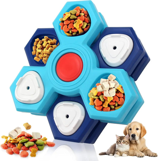4 Layer Interactive Slow Feeder Dog Bowl - Multi-Layer Rotating Puzzle Toy For Mental Stimulation, Non-Slip Design Fits Small/Medium/Large Dogs