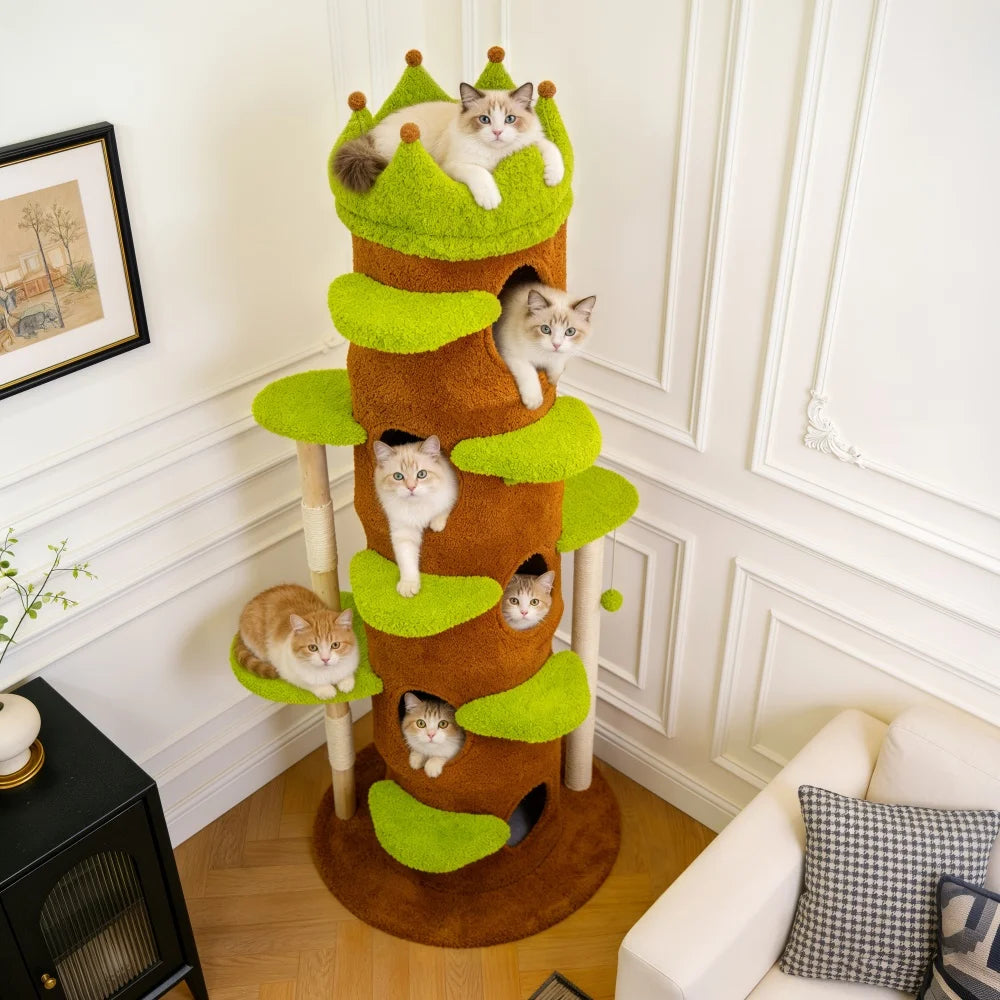 XXL Tall Cat Tree Tower with Scratching Post Activity Center Large Playing House Condo for Multi-Cat Household
