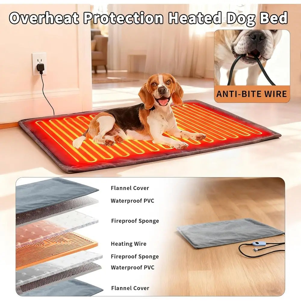 Heated Dog House Outdoor Indoor for Small Medium Dogs, Insulated Dog House with Heating Pad, Plastic Elevated Outdoor Dog House