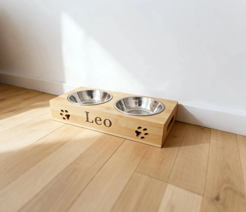 Personalized Pet Bowl Engraved Small Dog Bowls Engraved Pet Bowl Custom Wood Dog Bowl Stand Pet lover Gift Puppy Gift
