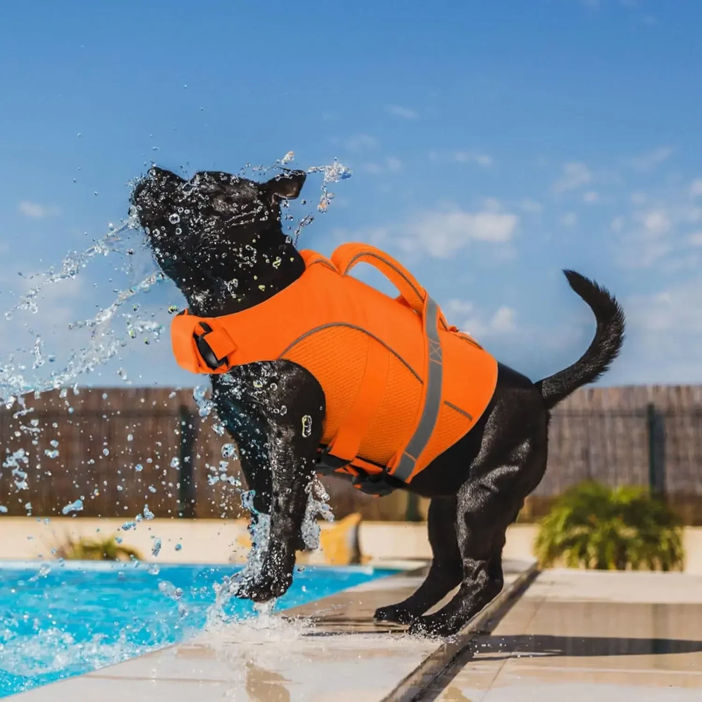 Durable Mesh Dog Life Jacket Tear-Resistant High Buoyancy Pet Vest with Ergonomics Rescue Handle Reflective--Rough water Boating