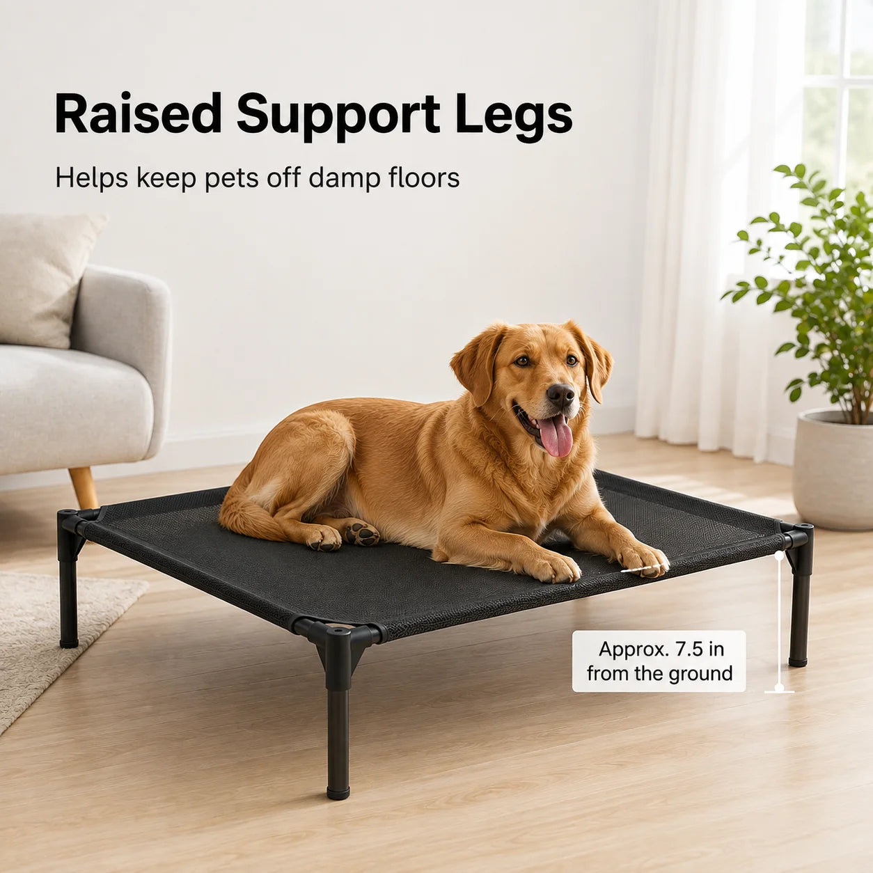 Elevated Pet Bed Raised Dog Cot Breathable Mesh Oxford Fabric Easy Clean Stable Frame Indoor Use for Large Medium Small Dogs