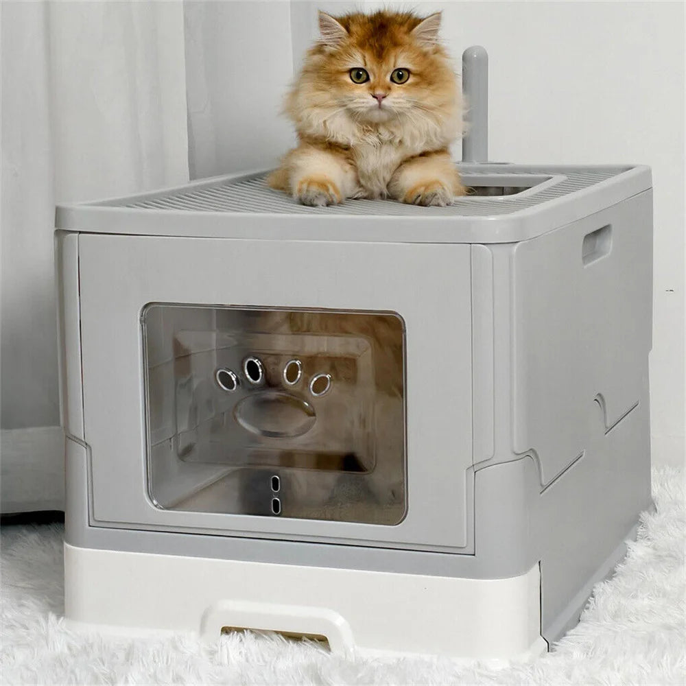 Large Cat Litter Box Kitty Sandbox Cat Litter Box Enclosed Splashproof Cat Tray Toilet Cleaning Basin Supplies Pet Toilet Tray