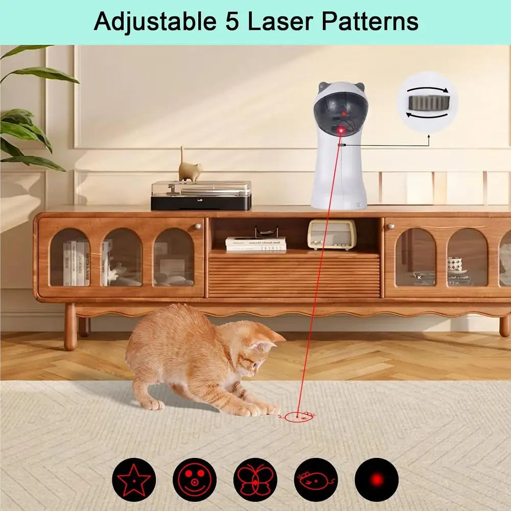 Automatic Motion-activated Cat Toy, 5 Units, 4 Speeds, Adjustable Light Angles, Random Rotating Trajectory, Rechargeable