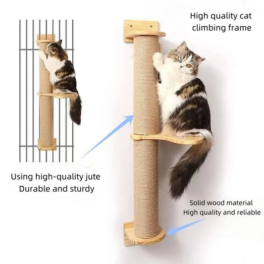Solid wood climbing frame, sword hemp rope staircase, wooden cat climbing frame, cat staircase DIY assembly, cat climbing ladder