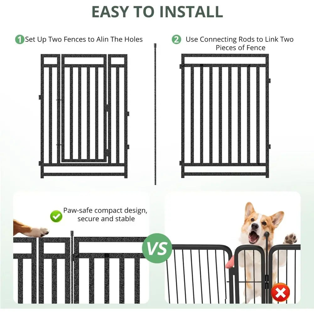 Dog ence Outdoor or Yard Dog Playpen Indoor 40" Height 16 Panels Portable Puppy Playpen Dog Kennel or RV Camping(Black-Silver)