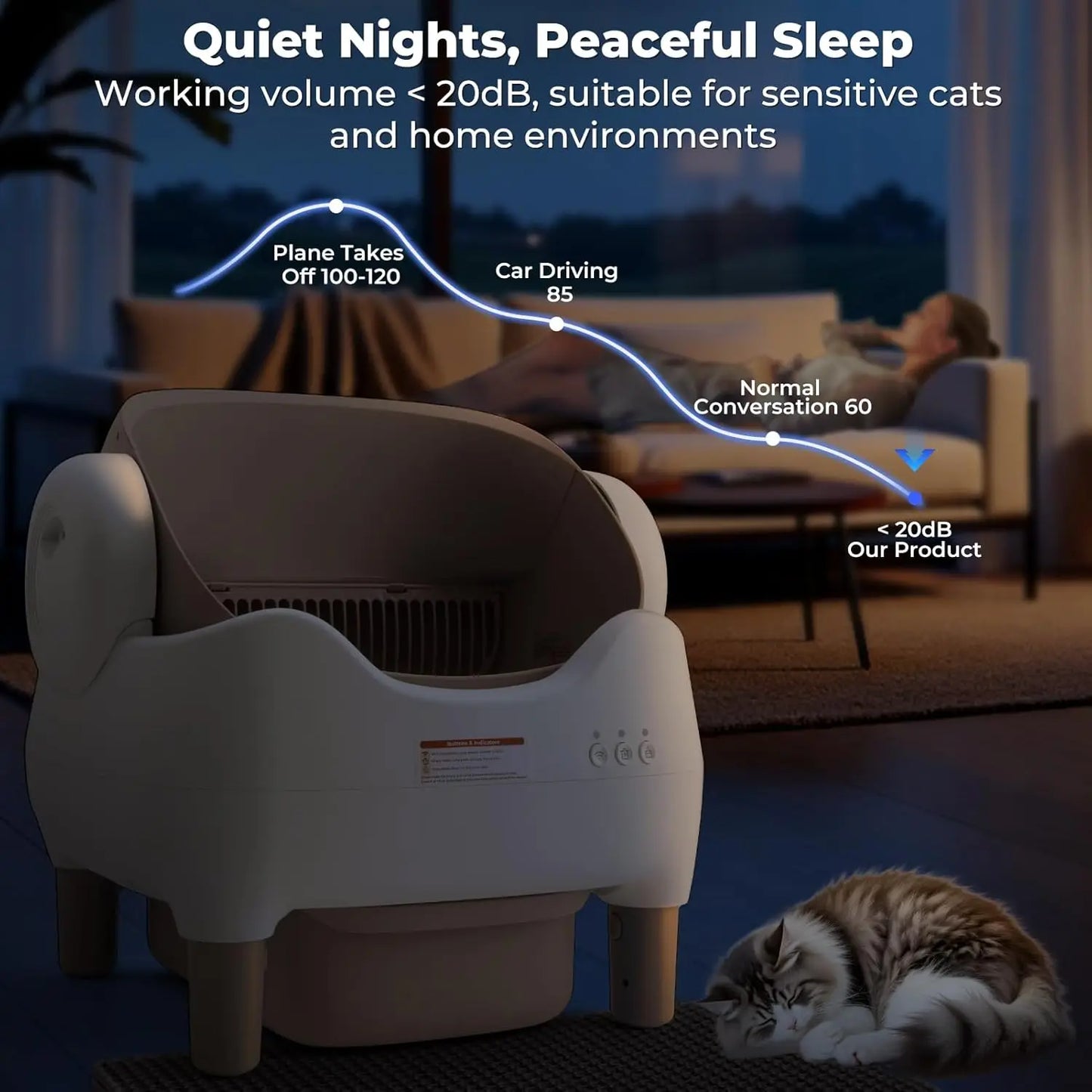 Automatic Litter Box Open Top: Self Cleaning Cat Litter Box Smart with WiFi App Control, Extra Large & Safety, Customized