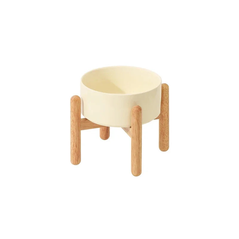Big Dogs Bowl Double Ceramic Elevated Pet Food Water Bowl Small Medium Large Dog Feeding Supplies with Wooden Stand