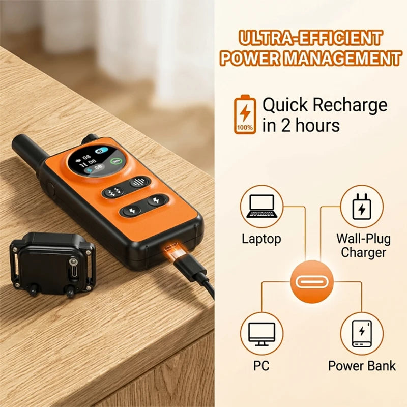 Electric Dog Training Collar Digital Rechargeable Remote Control IPX7 Waterproof Vibrator Pet Dog Bark Stop Shock Collar