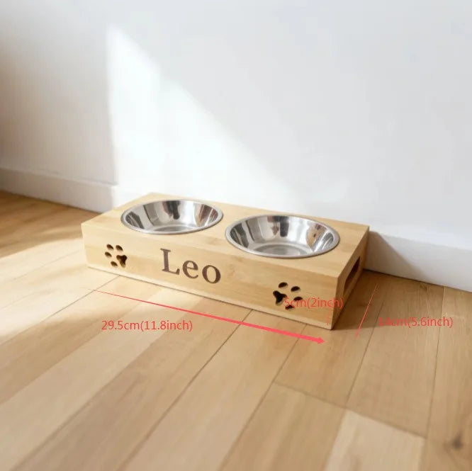 Personalized Pet Bowl Engraved Small Dog Bowls Engraved Pet Bowl Custom Wood Dog Bowl Stand Pet lover Gift Puppy Gift