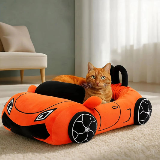 Cute Cat Beds Kitten Bed Soft and Cozy Small Dog Beds with Pillow Washable Pet Mat for Puppy and Kitty Funny Supercar Cat Toys