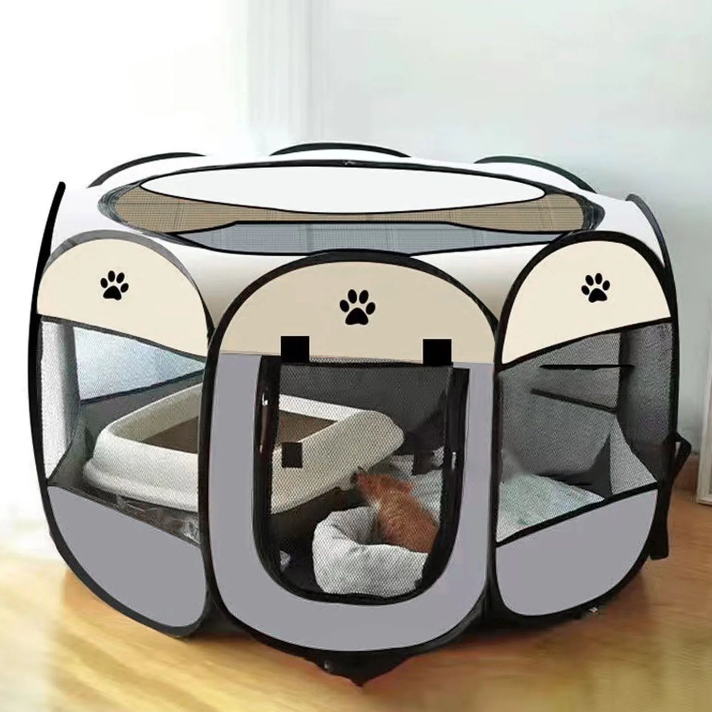 Foldable Soft Kennel Portable Dog/Cat Crate Breathable Spacious Space Easy to Clean Enclosed Foldable Soft Kennel for Cats Dogs