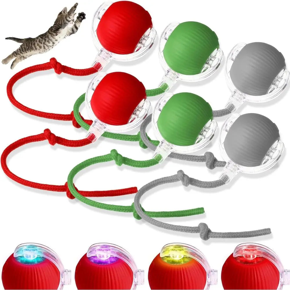 6 Pack Interactive Cat Ball Toy 360° Automatic New Interactive Rolling Ball Rechargeable Gifts for Cat Dog Lovers Indoor Exercis