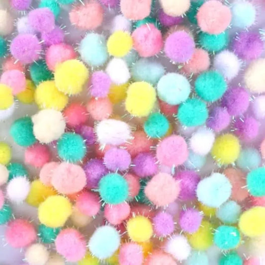 200 Pcs Cat Pom Pom Balls 0.5 Inch 0.4 Inch Extra Large Sparkle Interactive Cat Ball Toy Assorted Color Flash Ball for Exercise
