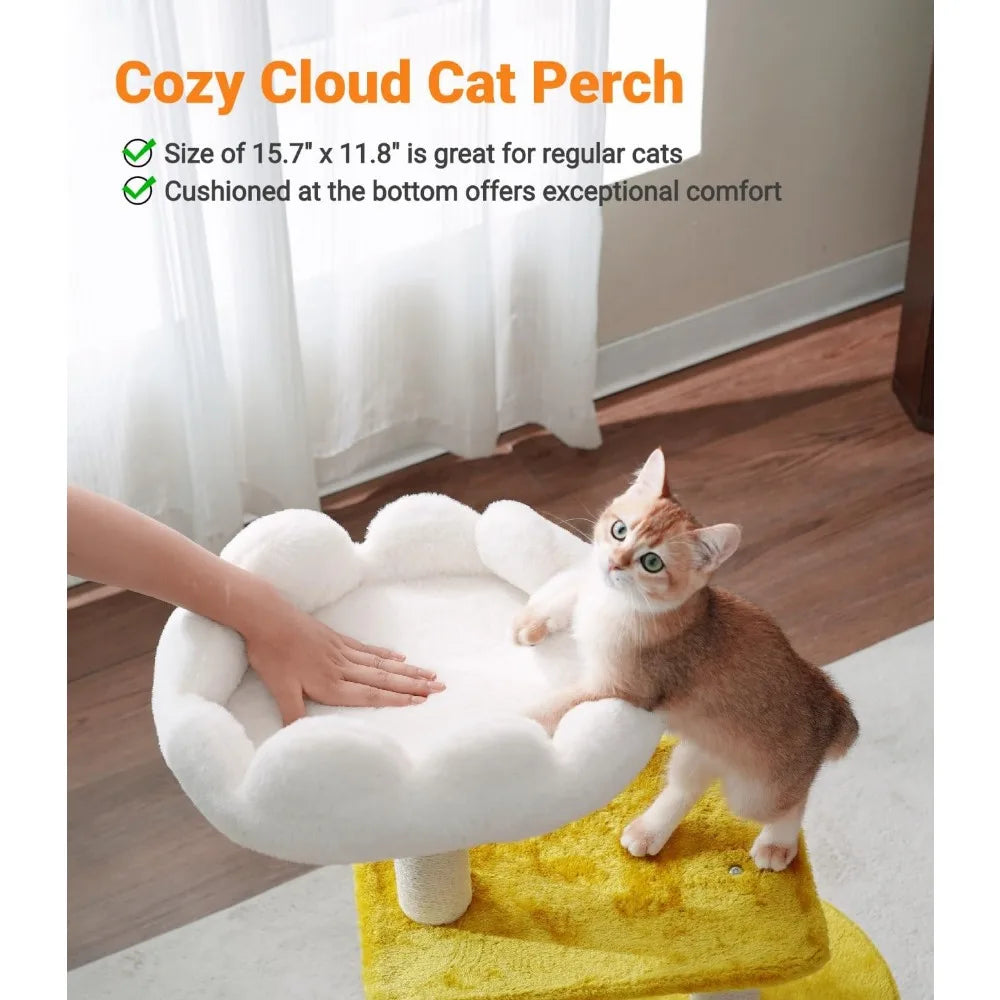 33 Inch Multi Level Cat Tree Tower with Cozy Padded Bed Large Condo Scratching Posts Viewing Perch and Toys