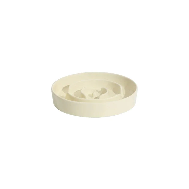 Small Dog Slow Feed Bowl Elevated Cat Drinking Eating Ceramic Bowls with Wooden Stand Pet Anti-Gulping Feeding Food Water Plate