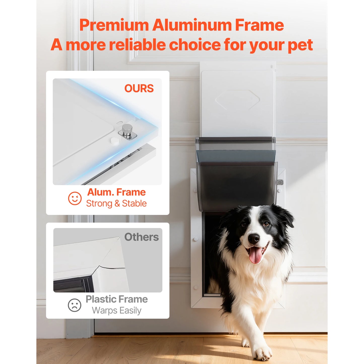 SucceBuy Pet Door 2/3 Magnetic Flaps and Metal Frame Strong Weatherproof for Interior and Exterior Easy In/Out Access for Dogs