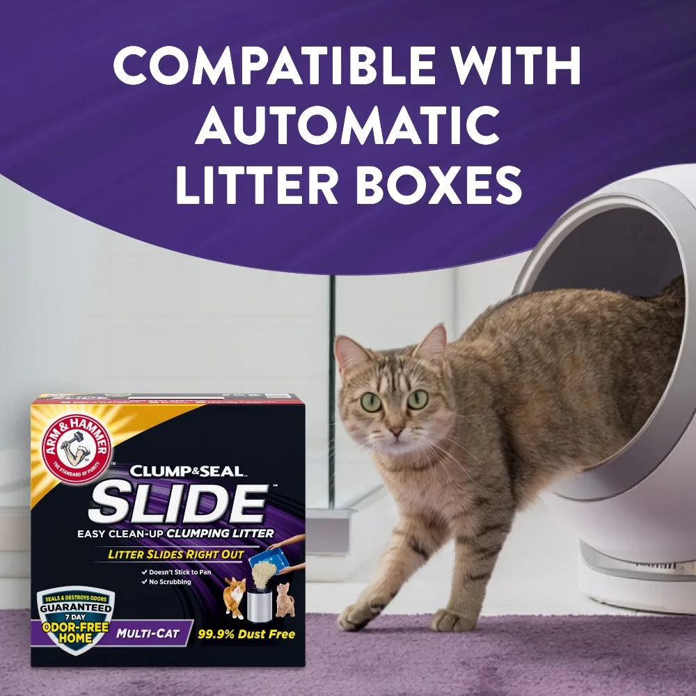 NEW Arrival,ICUTE-Clump & Seal SLIDE Cat Litter, Easy Clean-up Multi-Cat Clumping Litter, 14 lbs