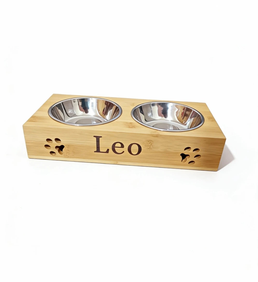 Personalized Pet Bowl Engraved Small Dog Bowls Engraved Pet Bowl Custom Wood Dog Bowl Stand Pet lover Gift Puppy Gift
