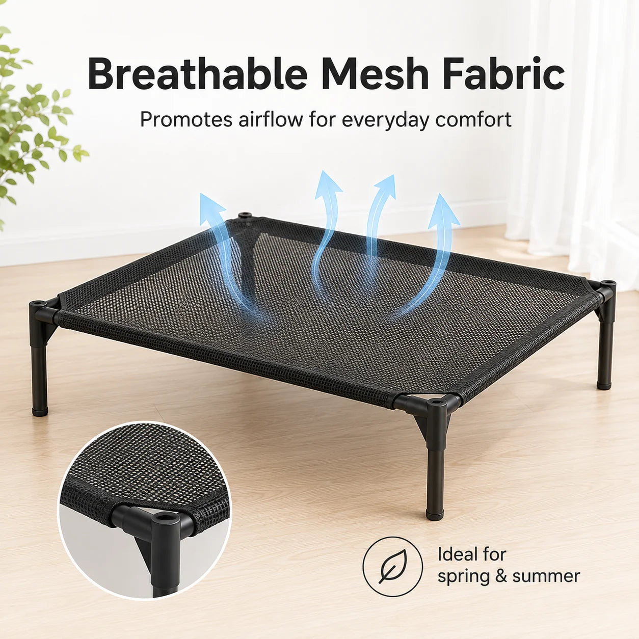Elevated Pet Bed Raised Dog Cot Breathable Mesh Oxford Fabric Easy Clean Stable Frame Indoor Use for Large Medium Small Dogs