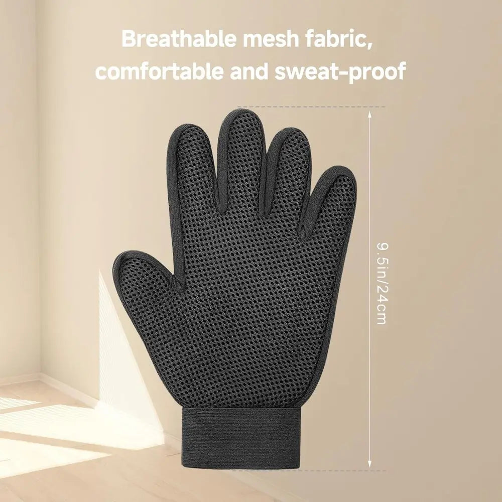 Pet Hair Removal Glove for Dogs & Cats, 2-in-1 Deshedding Brush & Massage Mitt, Grooming Gloves for Shedding Control, Bathing an