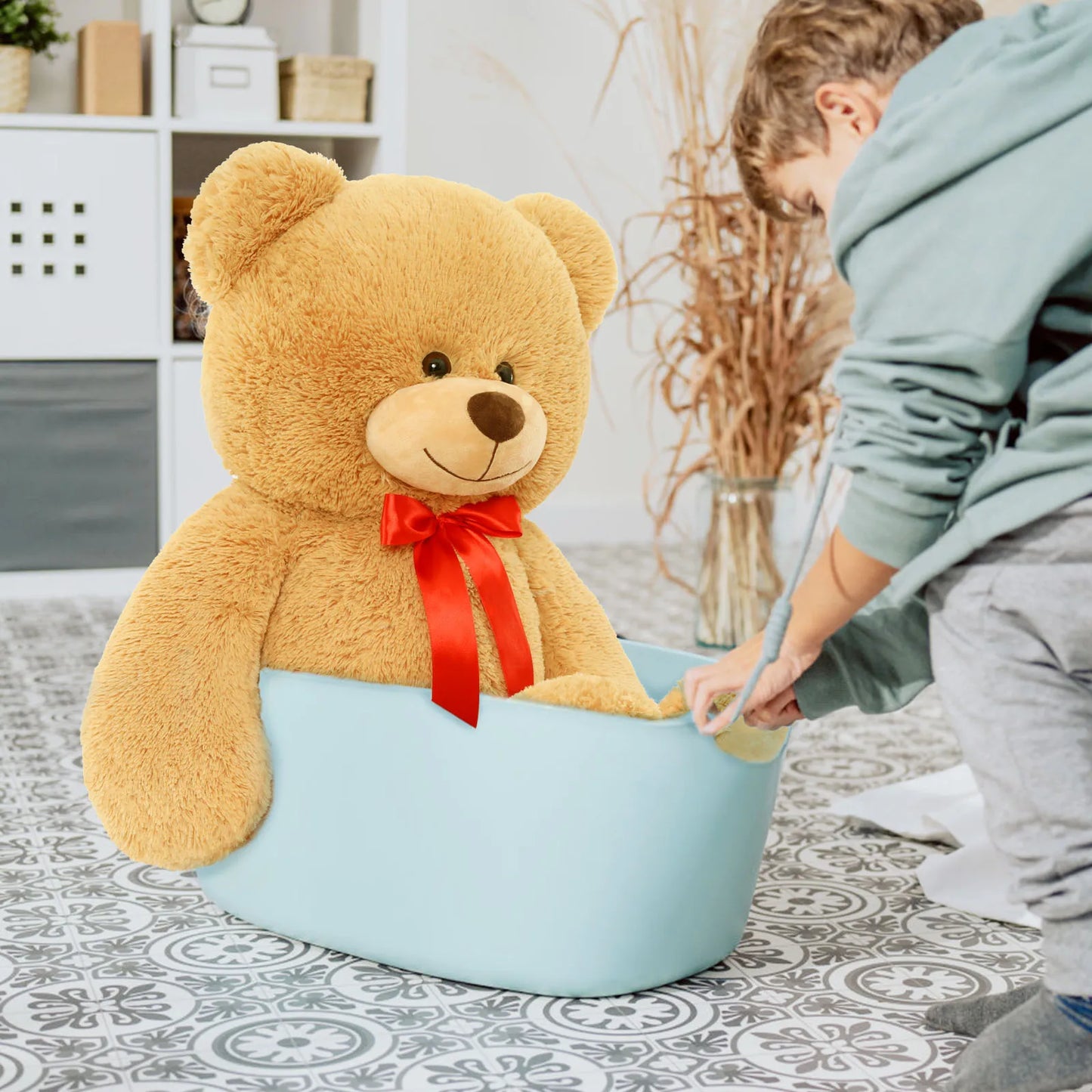 Giant Teddy Bear Stuffed Animal Plush Toy, Big Brown Teddy Bear Gift for Kids, Girlfriend, Boyfriend on Christmas, Birthd