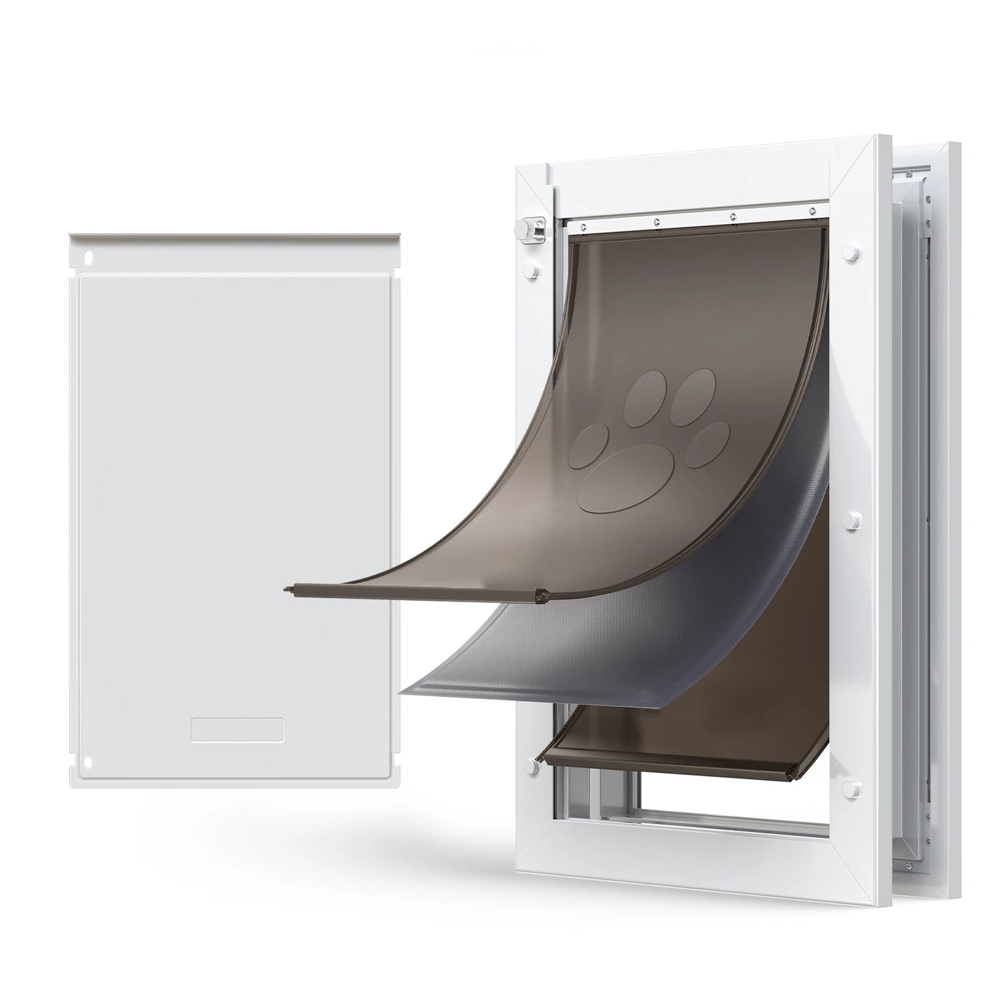 SucceBuy Pet Door 2/3 Magnetic Flaps and Metal Frame Strong Weatherproof for Interior and Exterior Easy In/Out Access for Dogs
