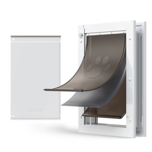 SucceBuy Pet Door 2/3 Magnetic Flaps and Metal Frame Strong Weatherproof for Interior and Exterior Easy In/Out Access for Dogs