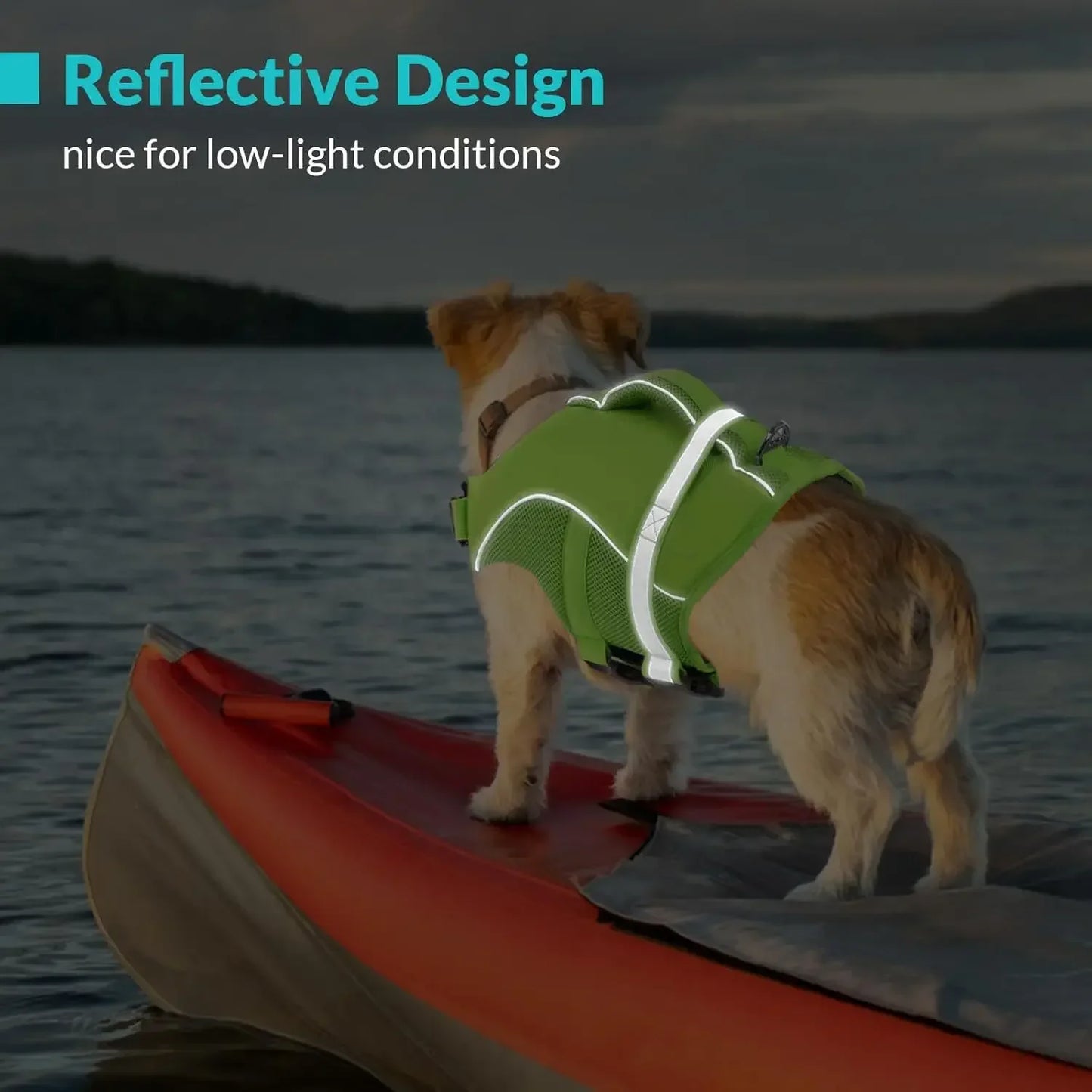 Durable Mesh Dog Life Jacket Tear-Resistant High Buoyancy Pet Vest with Ergonomics Rescue Handle Reflective--Rough water Boating