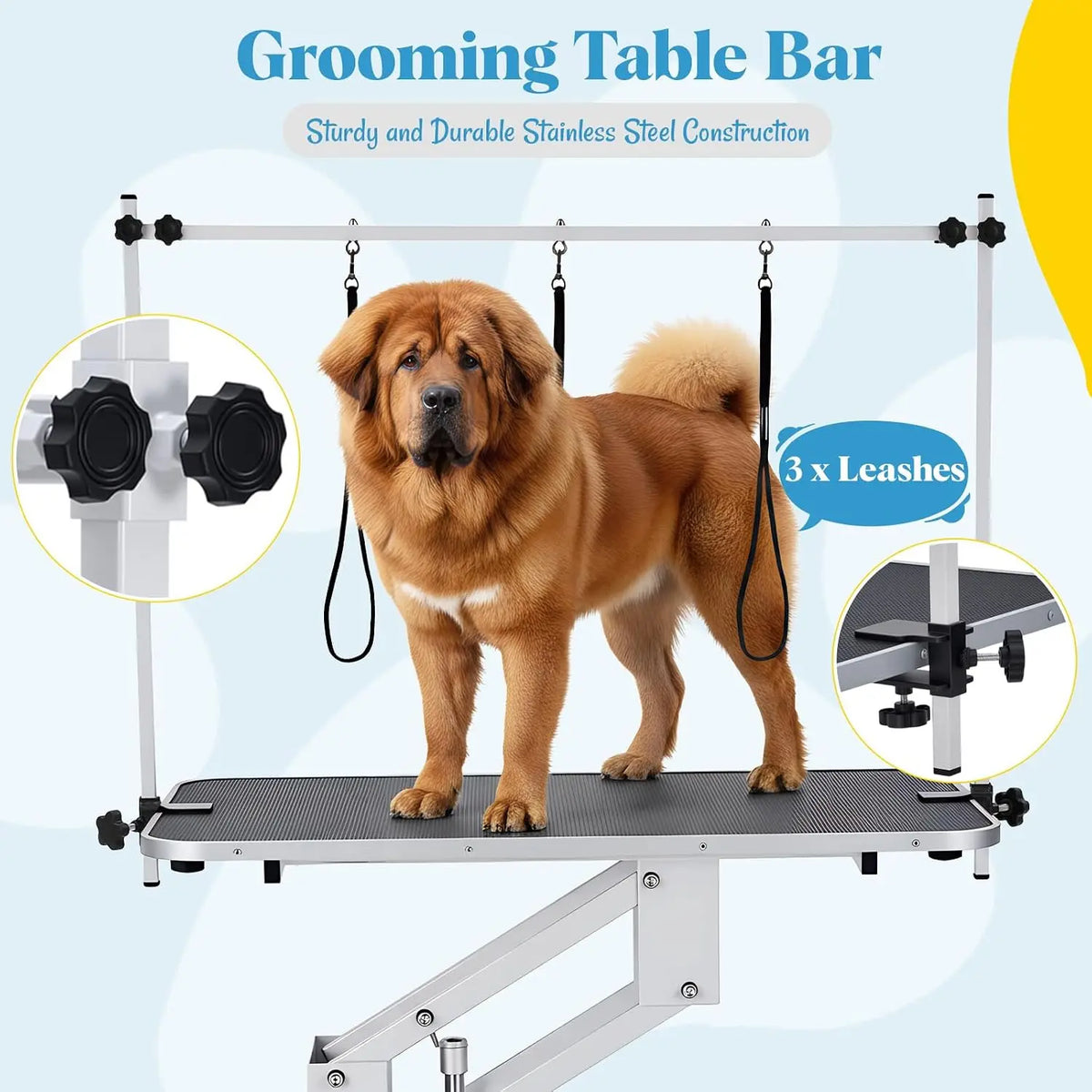 Tacleekii  43.3 in Professional Hydraulic Pet Grooming Table | 350 lbs Max Load, 3 Adjustable Nooses, Height Adjustable 22–39 in