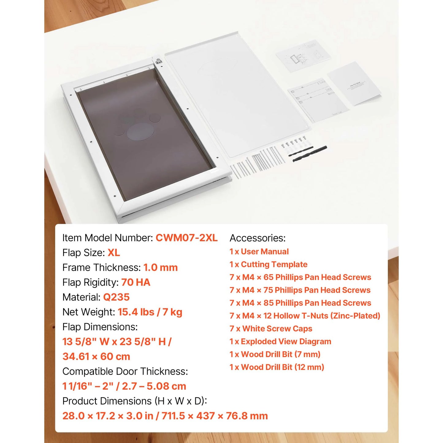 SucceBuy Pet Door 2/3 Magnetic Flaps and Metal Frame Strong Weatherproof for Interior and Exterior Easy In/Out Access for Dogs
